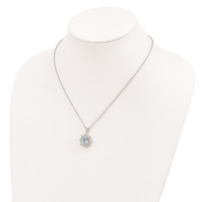 Sterling Silver 14K Gold Accent Sky Blue Topaz and White Topaz Necklace 20"