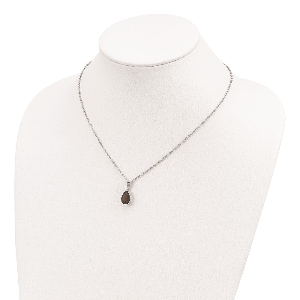 Sterling Silver 14K Gold Accent Smoky Quartz and Citrine Necklace 20"