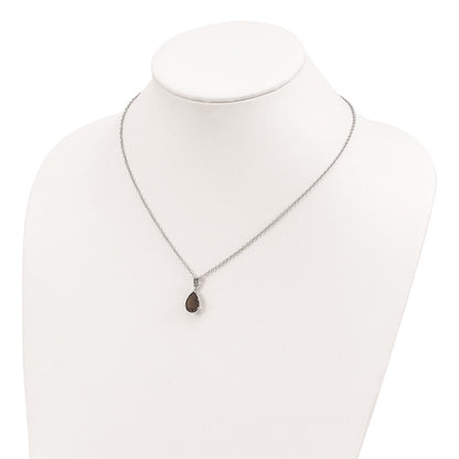 Sterling Silver 14K Gold Accent Smoky Quartz and Citrine Necklace 20"