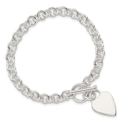 925 Sterling Silver 6mm Polished Heart Bracelet 7.5 inch