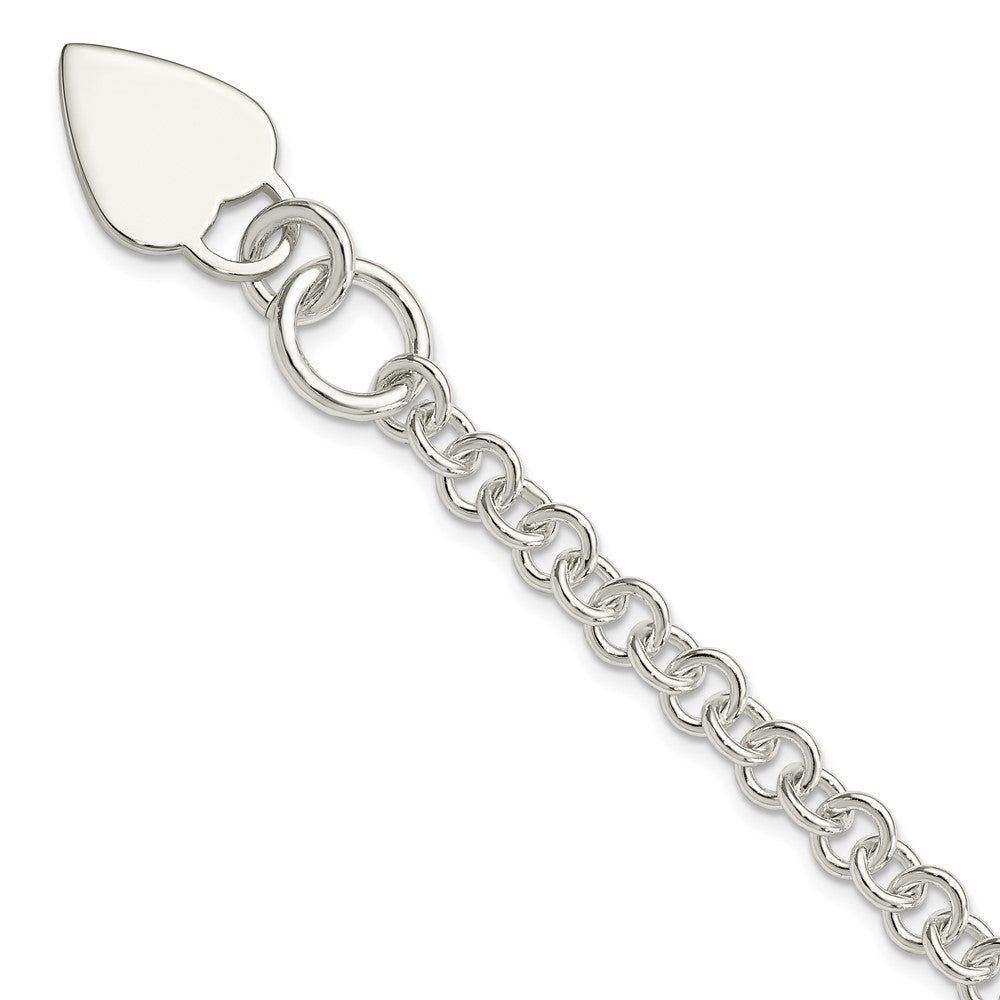 925 Sterling Silver 6mm Polished Heart Bracelet 7.5 inch