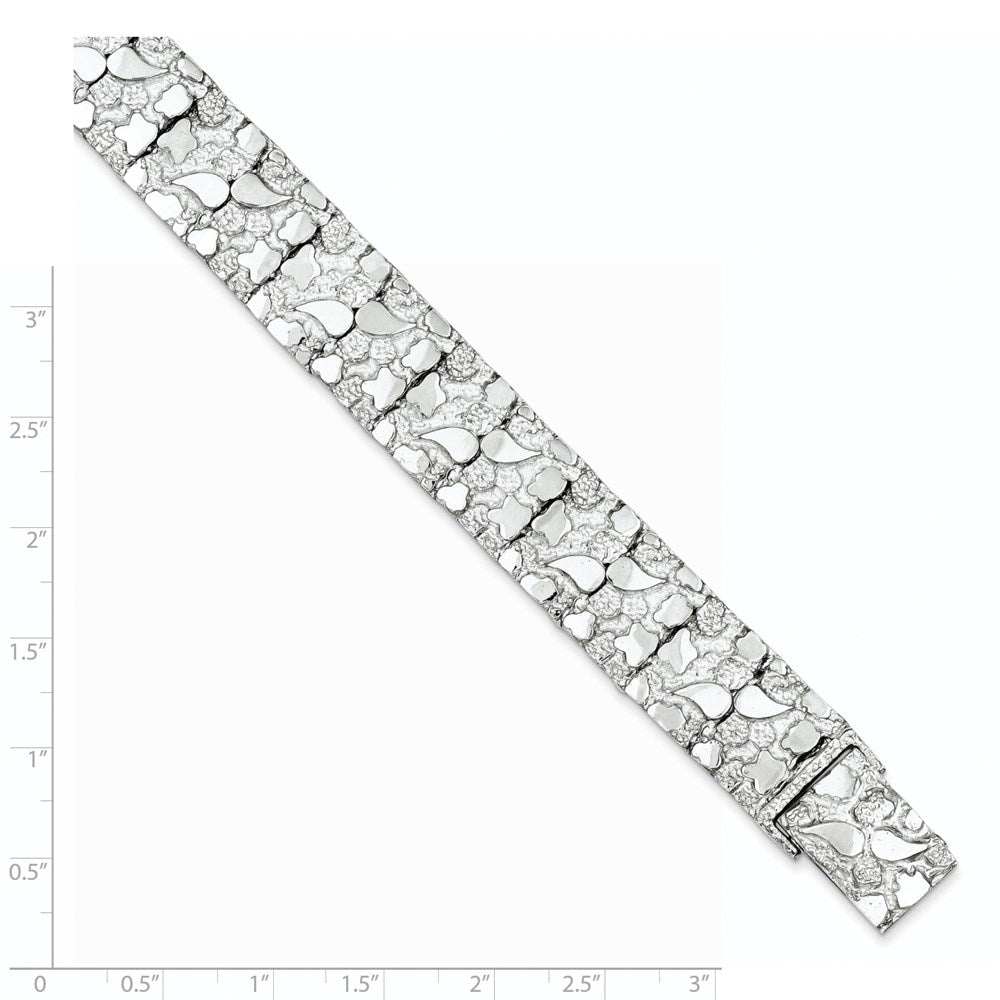 925 Sterling Silver 15mm Nugget Bracelet 8.5 inch