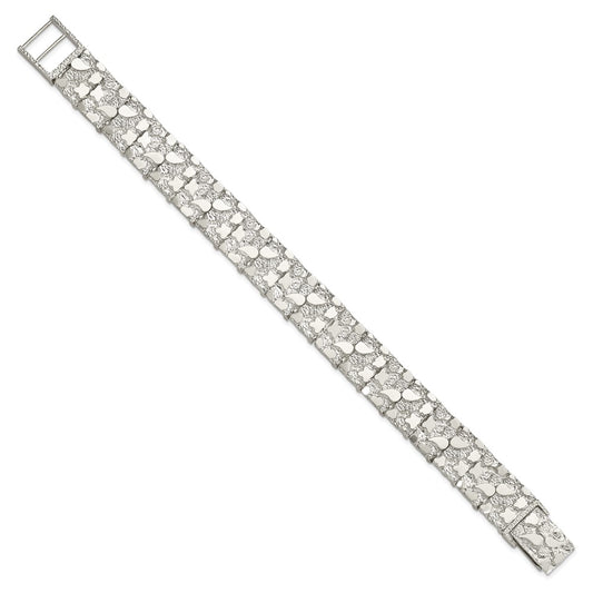 925 Sterling Silver 15mm Nugget Bracelet 8.5 inch