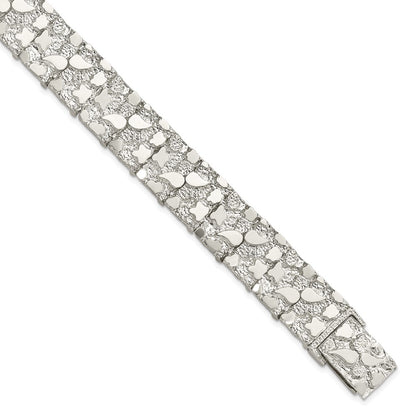 925 Sterling Silver 15mm Nugget Bracelet 8.5 inch