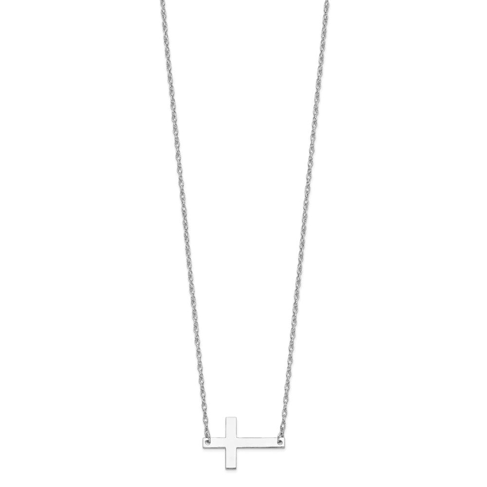 Sterling Silver Large Sideways Cross Necklace 18"