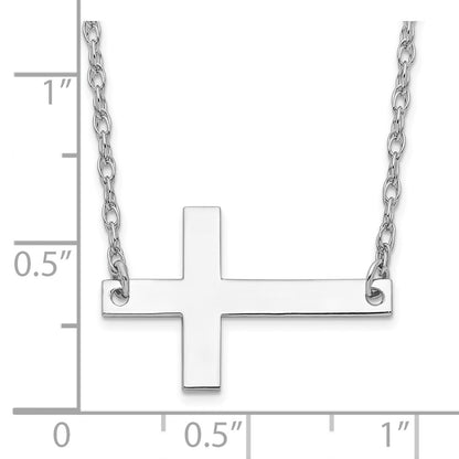 Sterling Silver Large Sideways Cross Necklace 18"