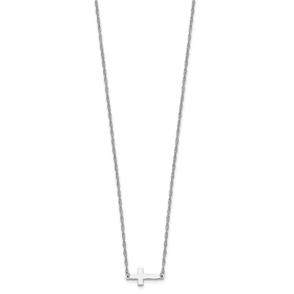 Sterling Silver Small Sideways Cross Necklace 18"