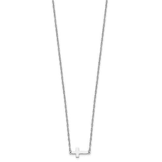 Sterling Silver Small Sideways Cross Necklace 18"