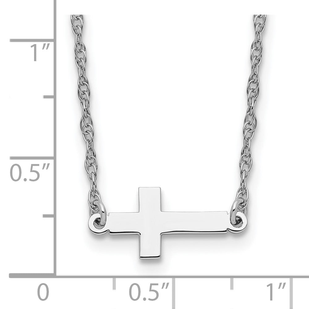 Sterling Silver Small Sideways Cross Necklace 18"