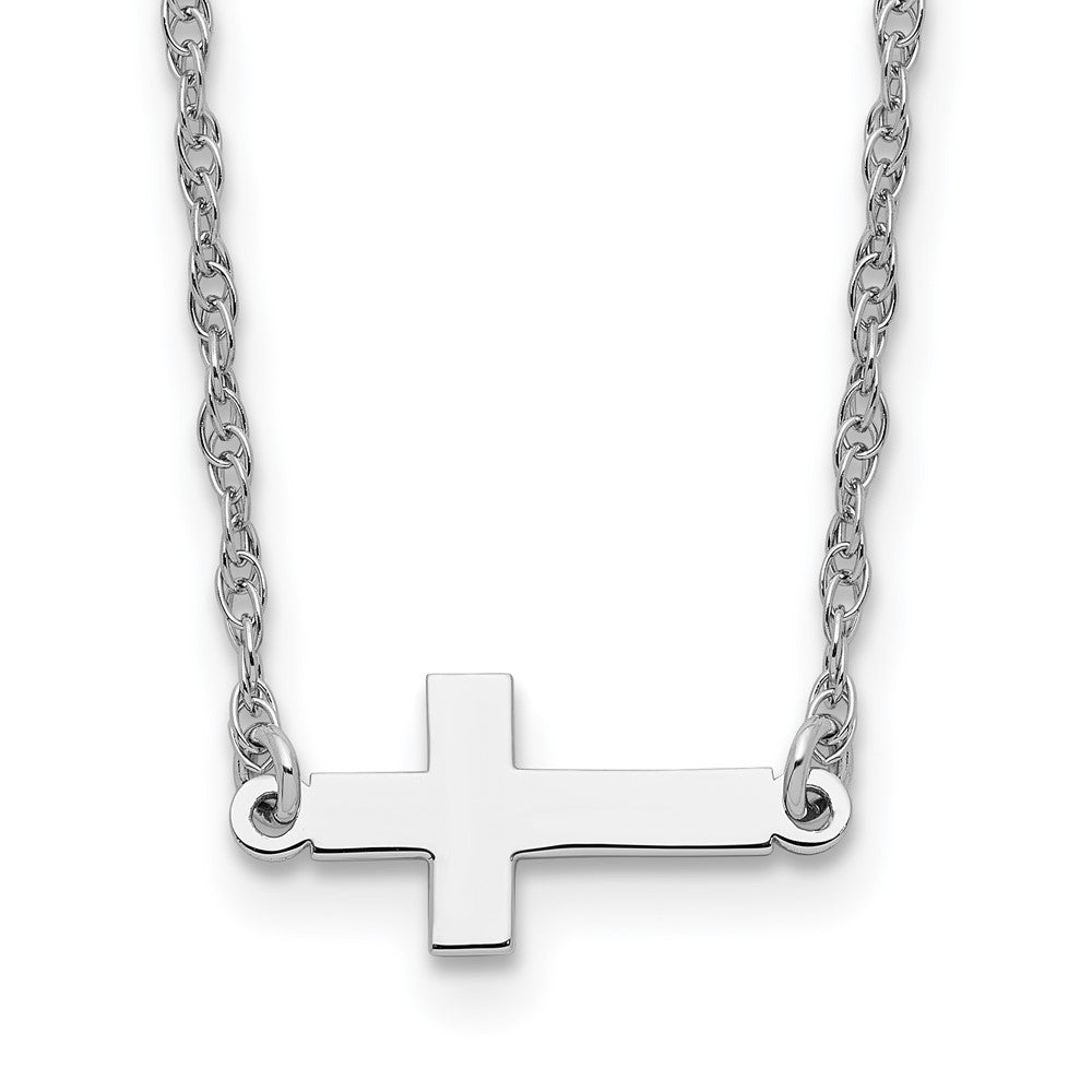 Sterling Silver Small Sideways Cross Necklace 18"