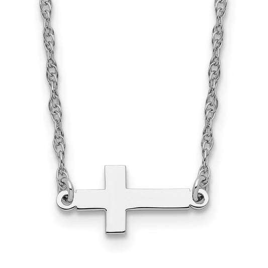 Sterling Silver Small Sideways Cross Necklace 18"