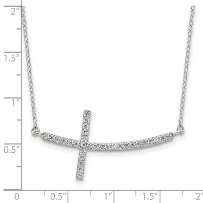 Sterling Silver Cubic Zirconia Sideways Cross 16"