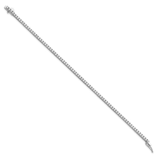 925 Sterling Silver 2.3mm Rhodium-plated Cubic Zirconia Bracelet 7 inch