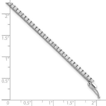 925 Sterling Silver 2.3mm Rhodium-plated Cubic Zirconia Bracelet 7 inch