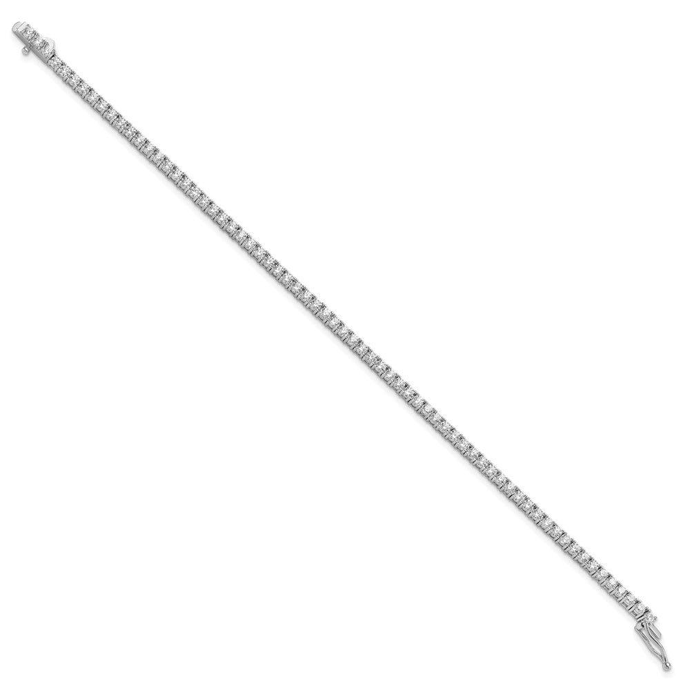 925 Sterling Silver 2.85mm Rhodium-plated Cubic Zirconia Bracelet 7 inch