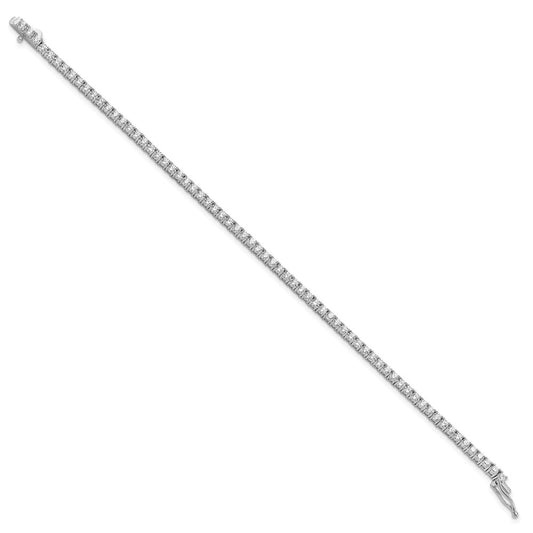 925 Sterling Silver 2.85mm Rhodium-plated Cubic Zirconia Bracelet 7 inch