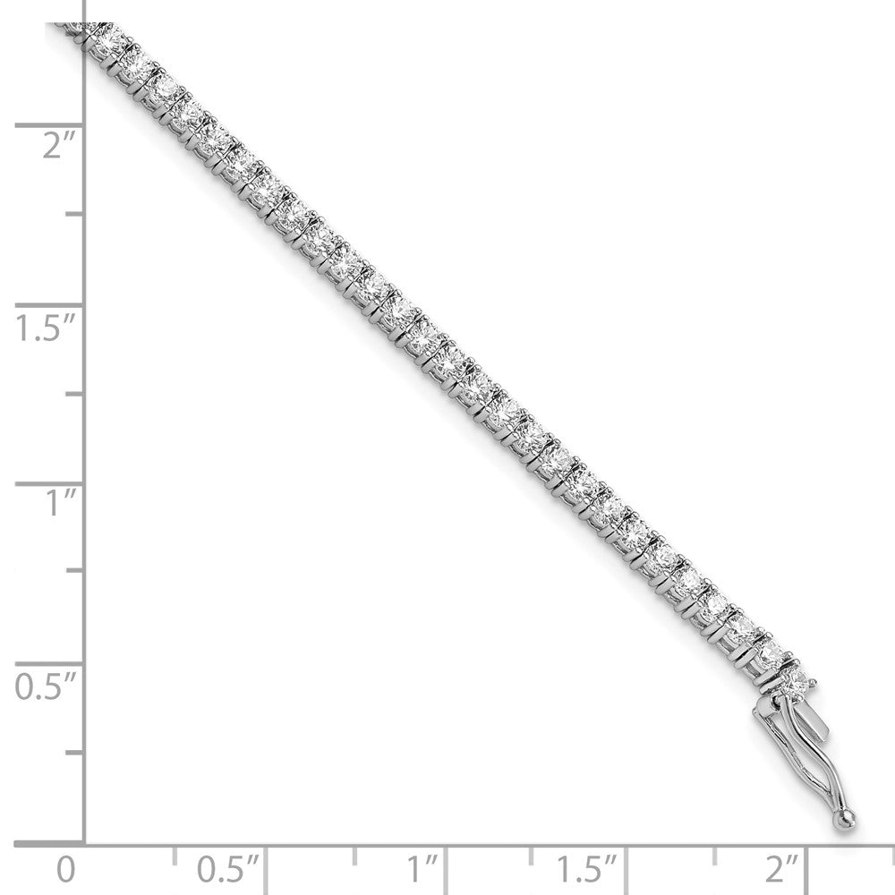 925 Sterling Silver 2.85mm Rhodium-plated Cubic Zirconia Bracelet 7 inch