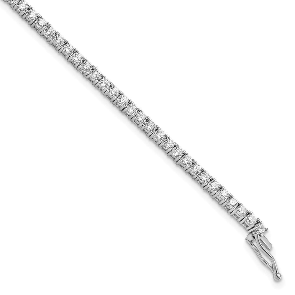 925 Sterling Silver 2.85mm Rhodium-plated Cubic Zirconia Bracelet 7 inch