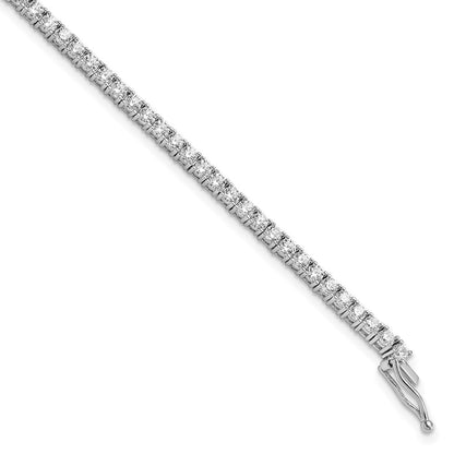 925 Sterling Silver 2.85mm Rhodium-plated Cubic Zirconia Bracelet 7 inch