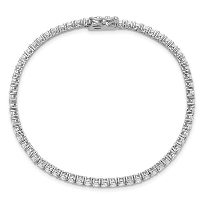 925 Sterling Silver 3.3mm Rhodium-plated Cubic Zirconia Bracelet 7 inch
