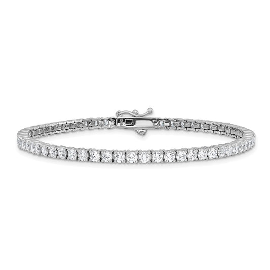 925 Sterling Silver 3.52mm Rhodium-plated Cubic Zirconia Bracelet