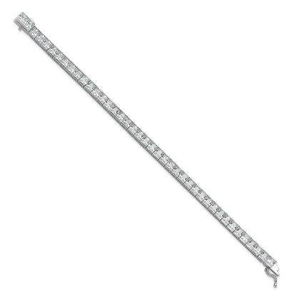 925 Sterling Silver 5.11mm Rhodium-plated Cubic Zirconia Bracelet 7 inch