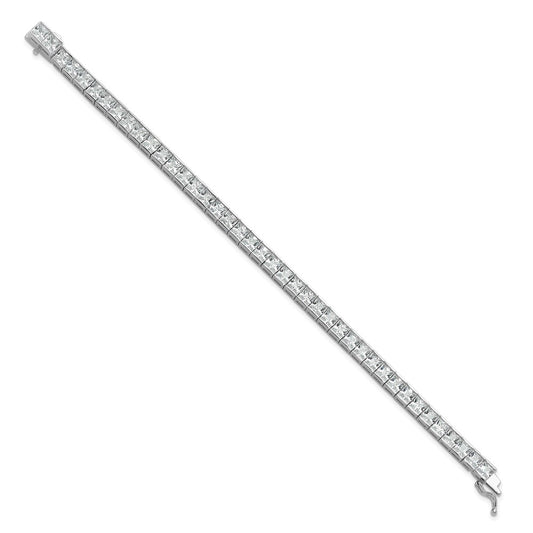 925 Sterling Silver 5.11mm Rhodium-plated Cubic Zirconia Bracelet 7 inch