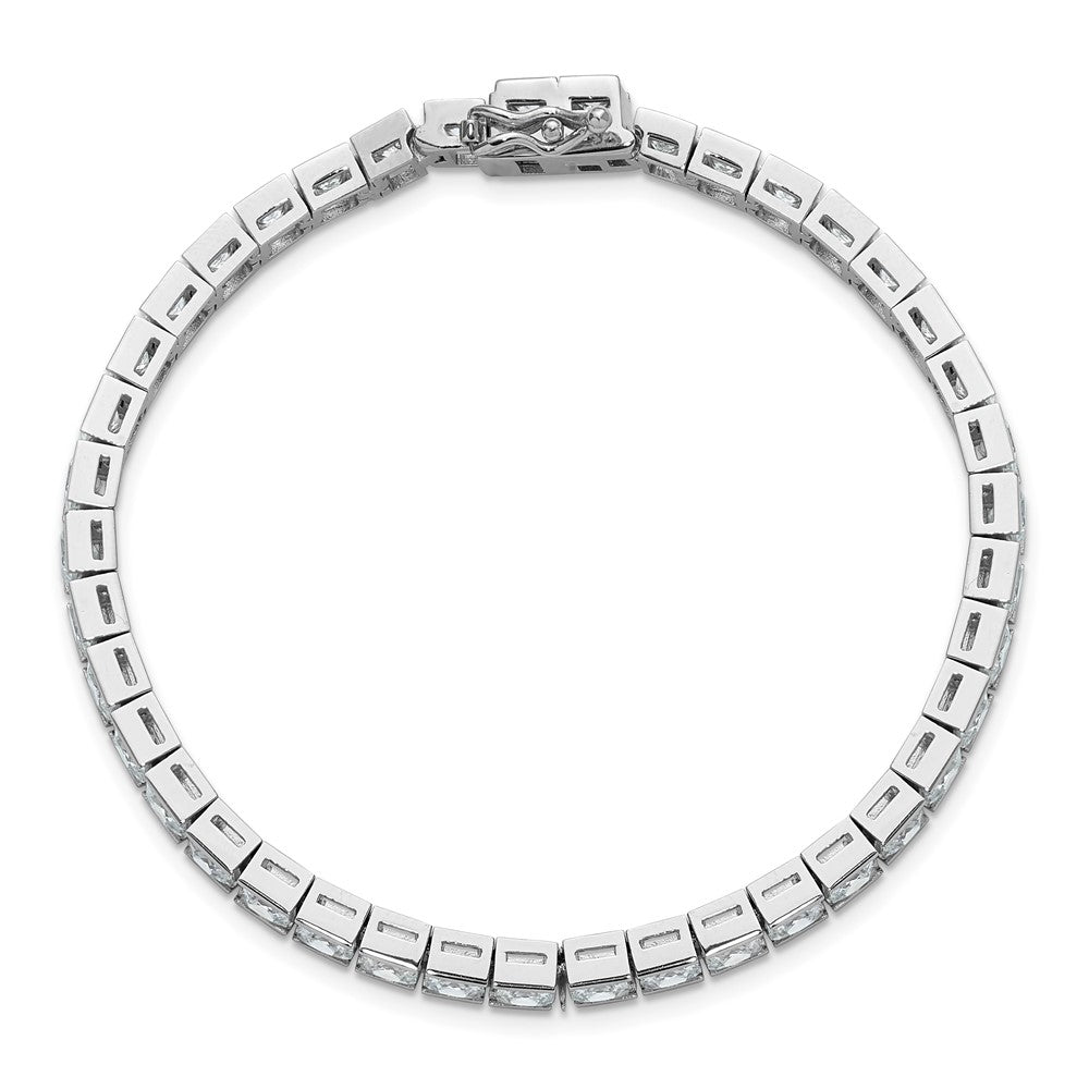 925 Sterling Silver 5.11mm Rhodium-plated Cubic Zirconia Bracelet 7 inch