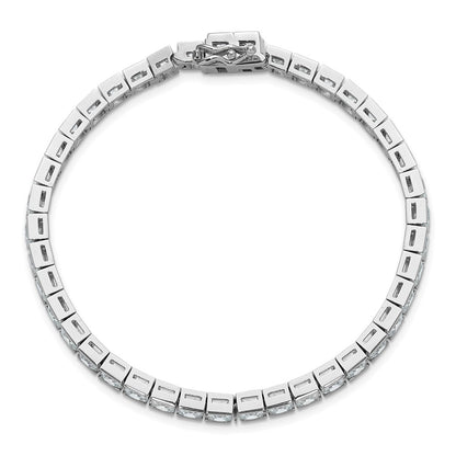 925 Sterling Silver 5.11mm Rhodium-plated Cubic Zirconia Bracelet 7 inch