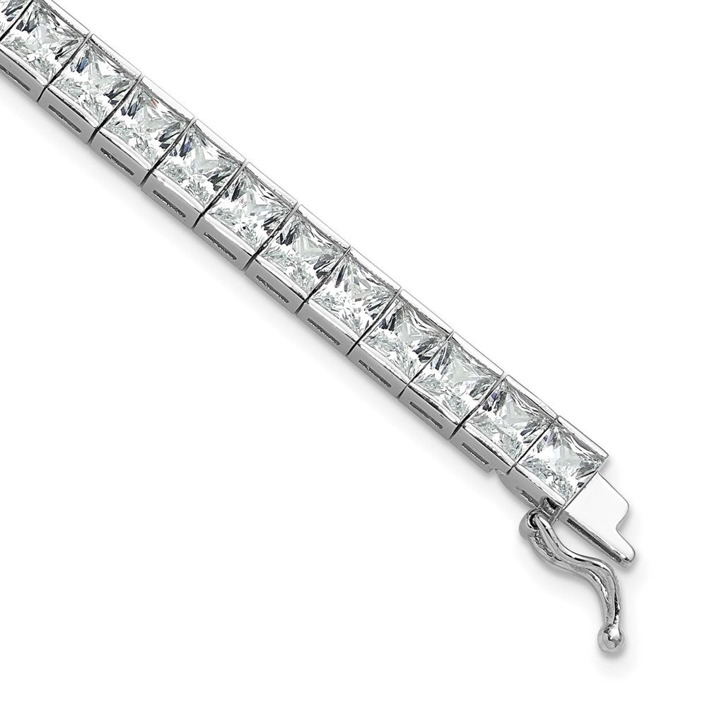 925 Sterling Silver 5.11mm Rhodium-plated Cubic Zirconia Bracelet 7 inch
