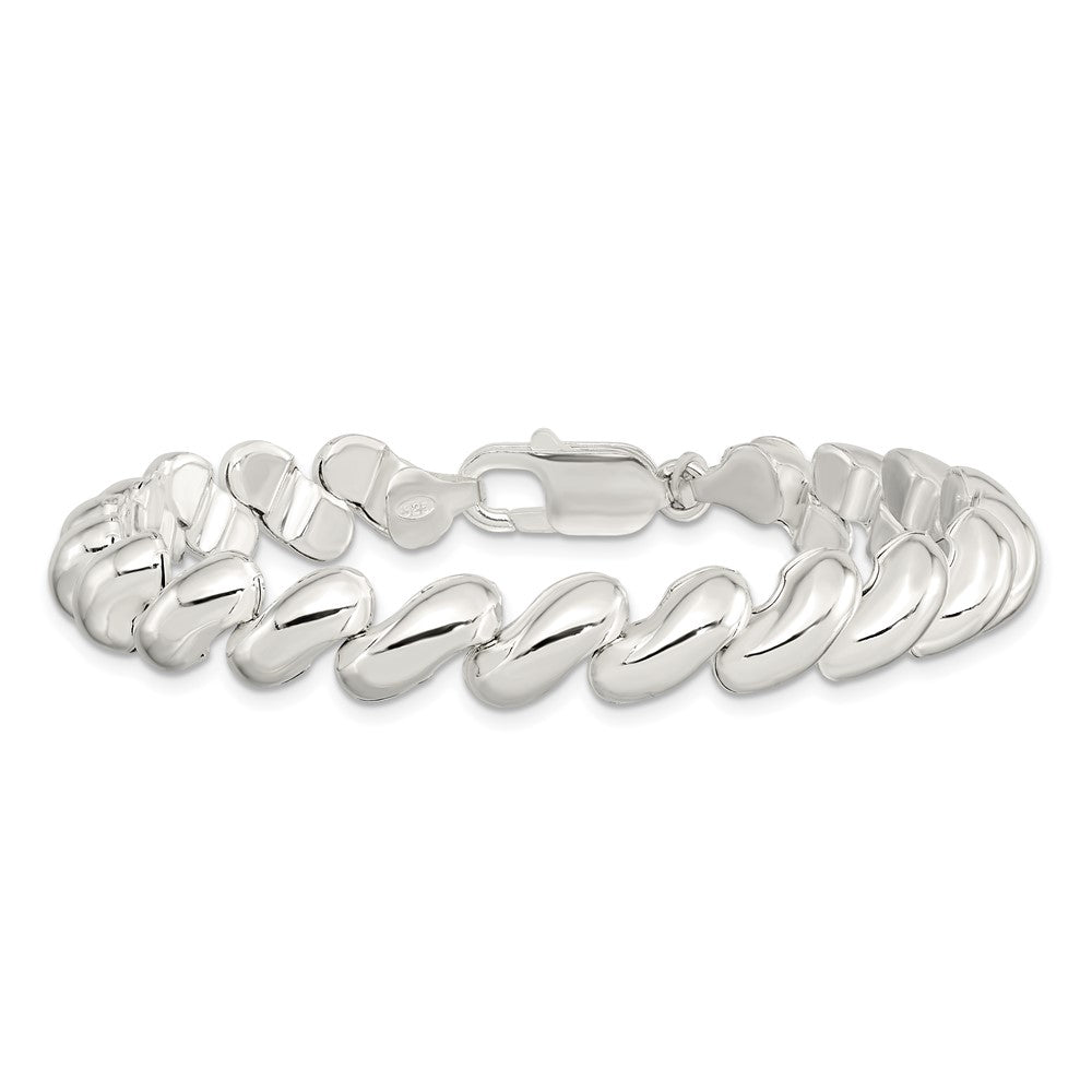 925 Sterling Silver 8.9mm Fancy Polished San Marco Bracelet 7.5 inch