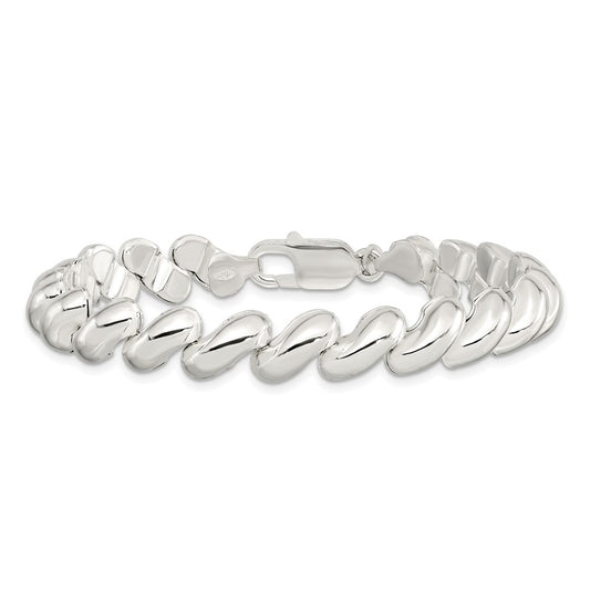925 Sterling Silver 8.9mm Fancy Polished San Marco Bracelet 7.5 inch