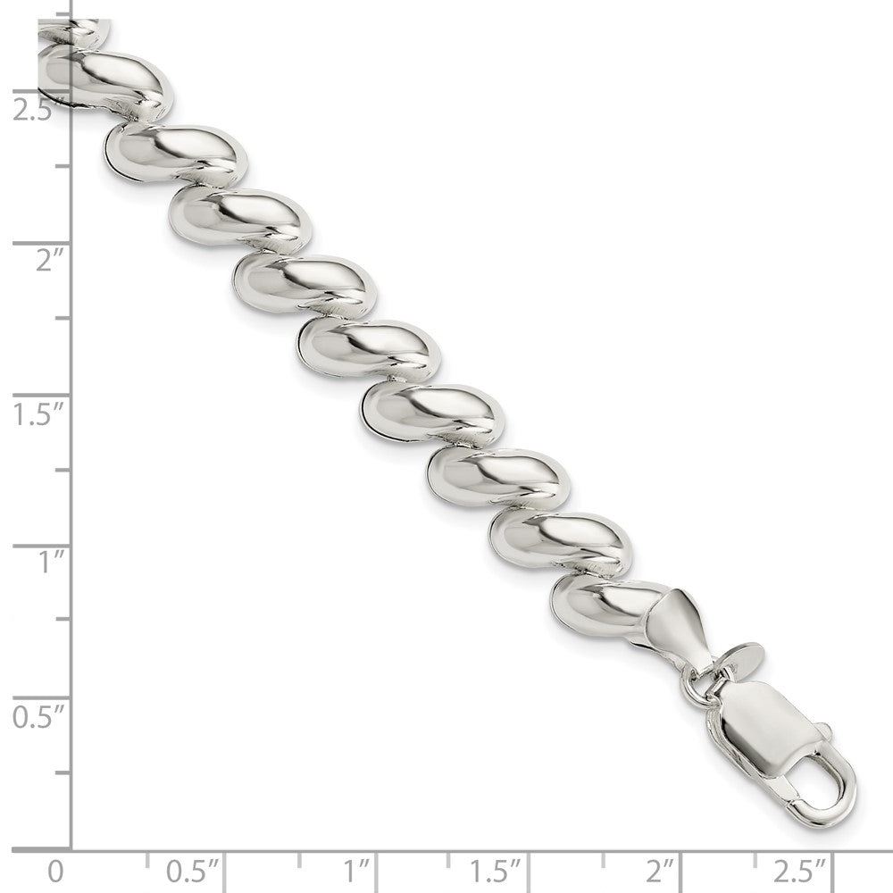 925 Sterling Silver 8.9mm Fancy Polished San Marco Bracelet 7.5 inch