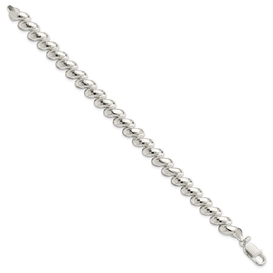 925 Sterling Silver 9.4mm Fancy Diamond-cut San Marco Bracelet 7.5 inch