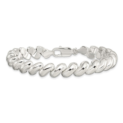 925 Sterling Silver 9.4mm Fancy Diamond-cut San Marco Bracelet 7.5 inch