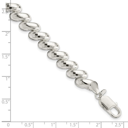925 Sterling Silver 9.4mm Fancy Diamond-cut San Marco Bracelet 7.5 inch