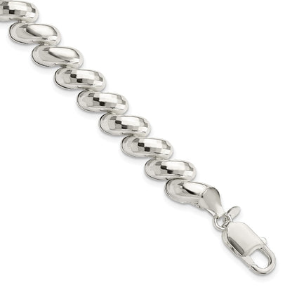 925 Sterling Silver 9.4mm Fancy Diamond-cut San Marco Bracelet 7.5 inch