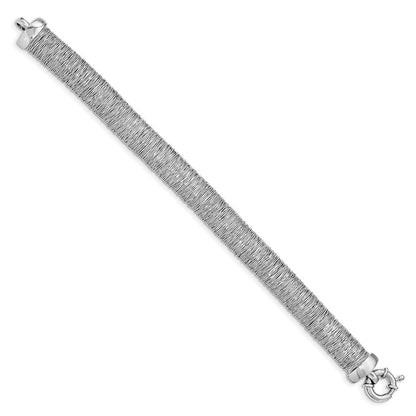 925 Sterling Silver Rhodium-plated Polished Fancy Domed Bracelet 7.5 inch