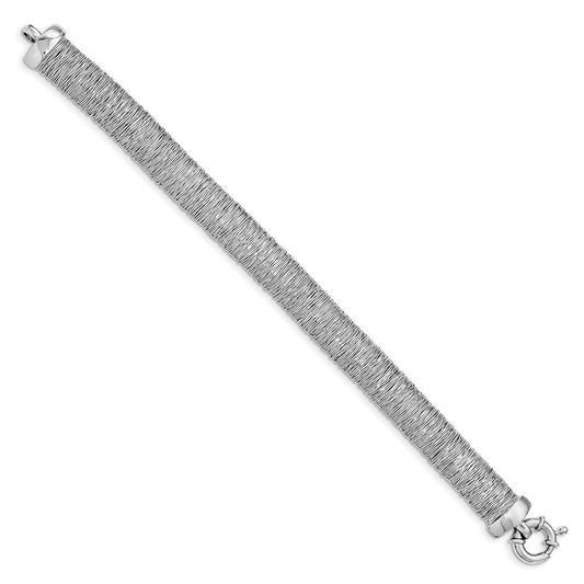 925 Sterling Silver Rhodium-plated Polished Fancy Domed Bracelet 7.5 inch
