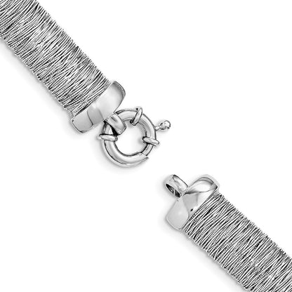 925 Sterling Silver Rhodium-plated Polished Fancy Domed Bracelet 7.5 inch