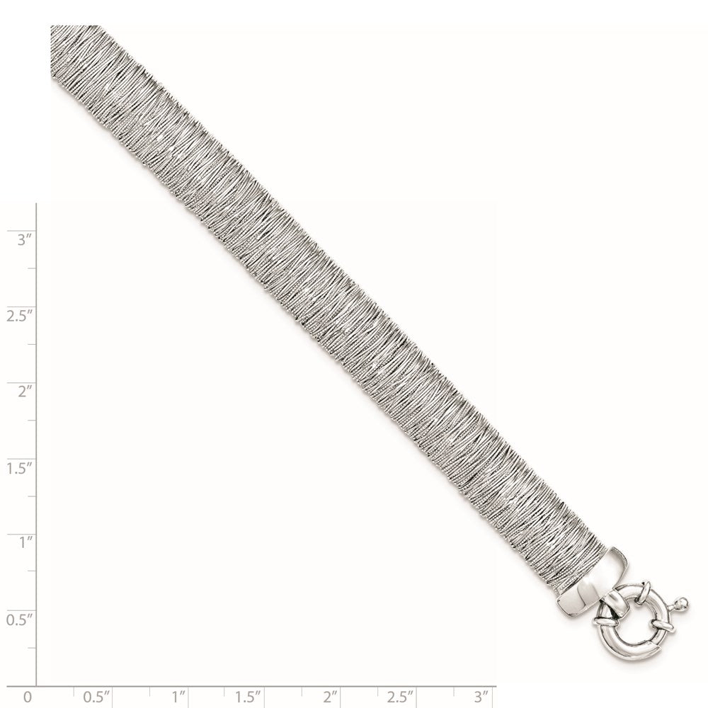 925 Sterling Silver Rhodium-plated Polished Fancy Domed Bracelet 7.5 inch