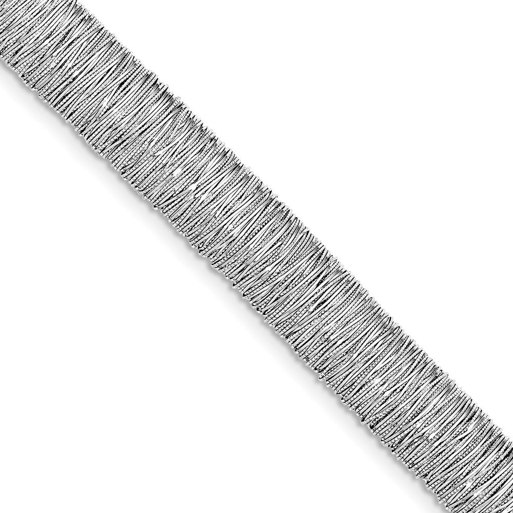 925 Sterling Silver Rhodium-plated Polished Fancy Domed Bracelet 7.5 inch