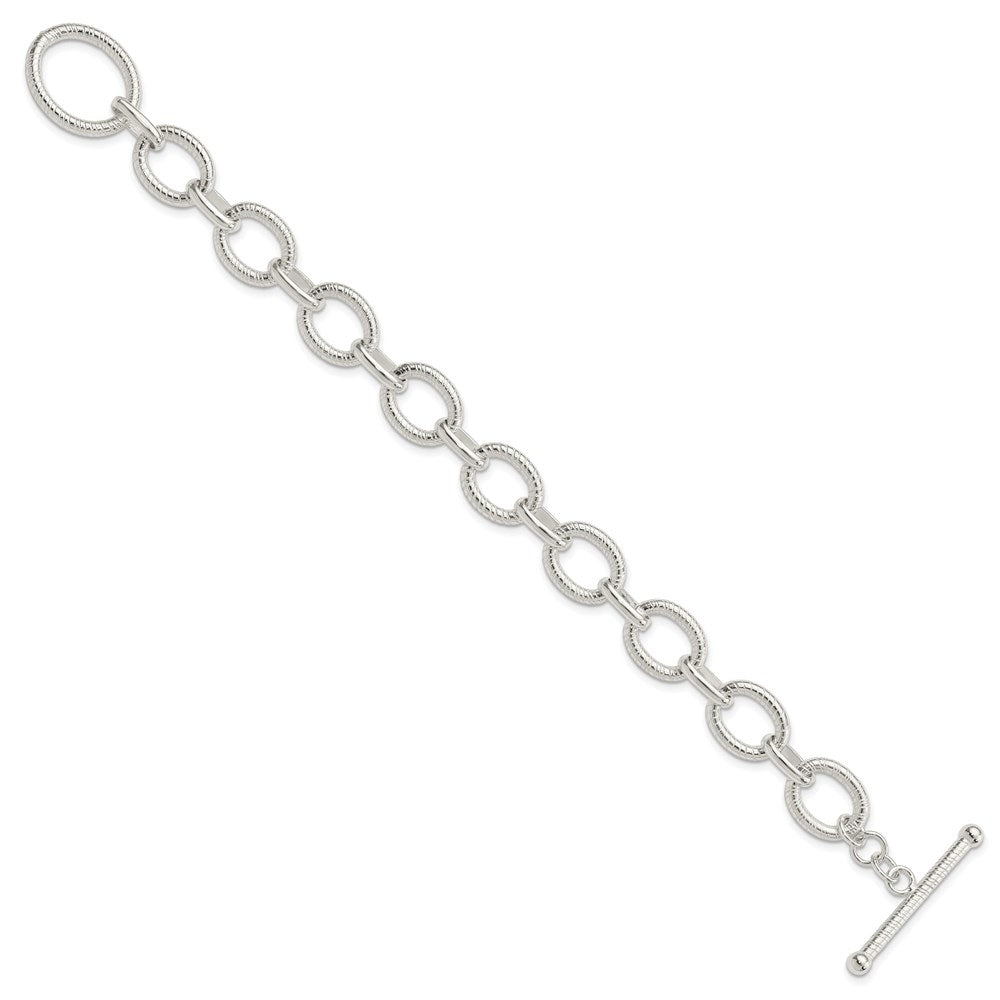 925 Sterling Silver Polished Fancy Link Bracelet 7.5 inch