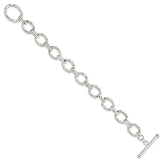 925 Sterling Silver Polished Fancy Link Bracelet 7.5 inch