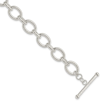 925 Sterling Silver Polished Fancy Link Bracelet 7.5 inch