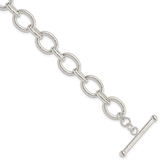 925 Sterling Silver Polished Fancy Link Bracelet 7.5 inch