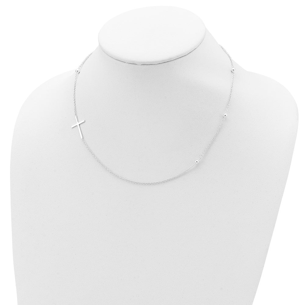Sterling Silver Polished Cross Necklace 18"