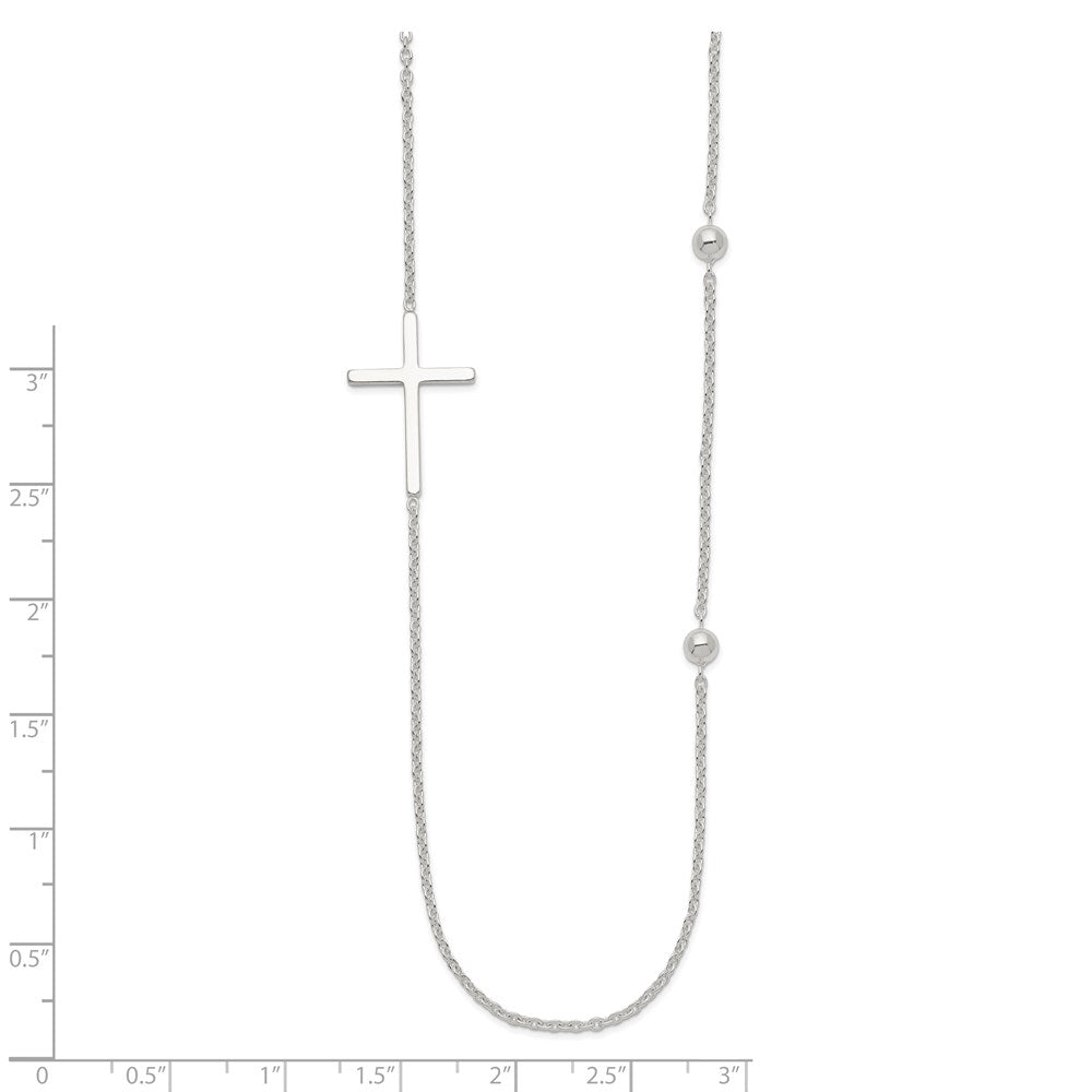Sterling Silver Polished Cross Necklace 18"