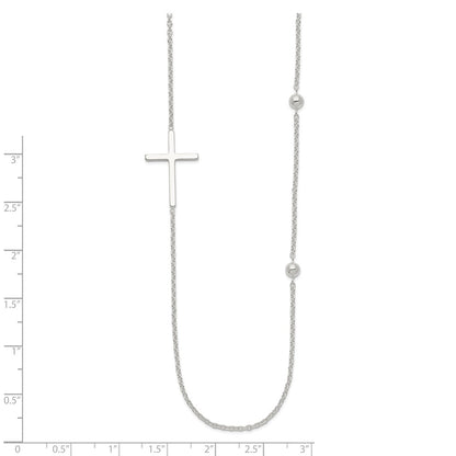 Sterling Silver Polished Cross Necklace 18"