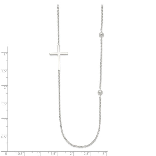 Sterling Silver Polished Cross Necklace 18"